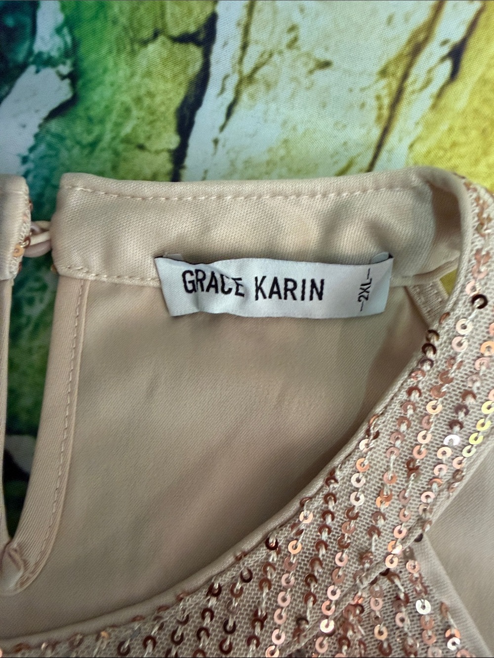 Grace Karin Rose Gold Sequin Halter Top - Picture 2 of 7